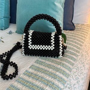 Kate Spade Black and White Mini Beaded Bag